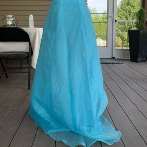 Blue Strapless Prom Dress